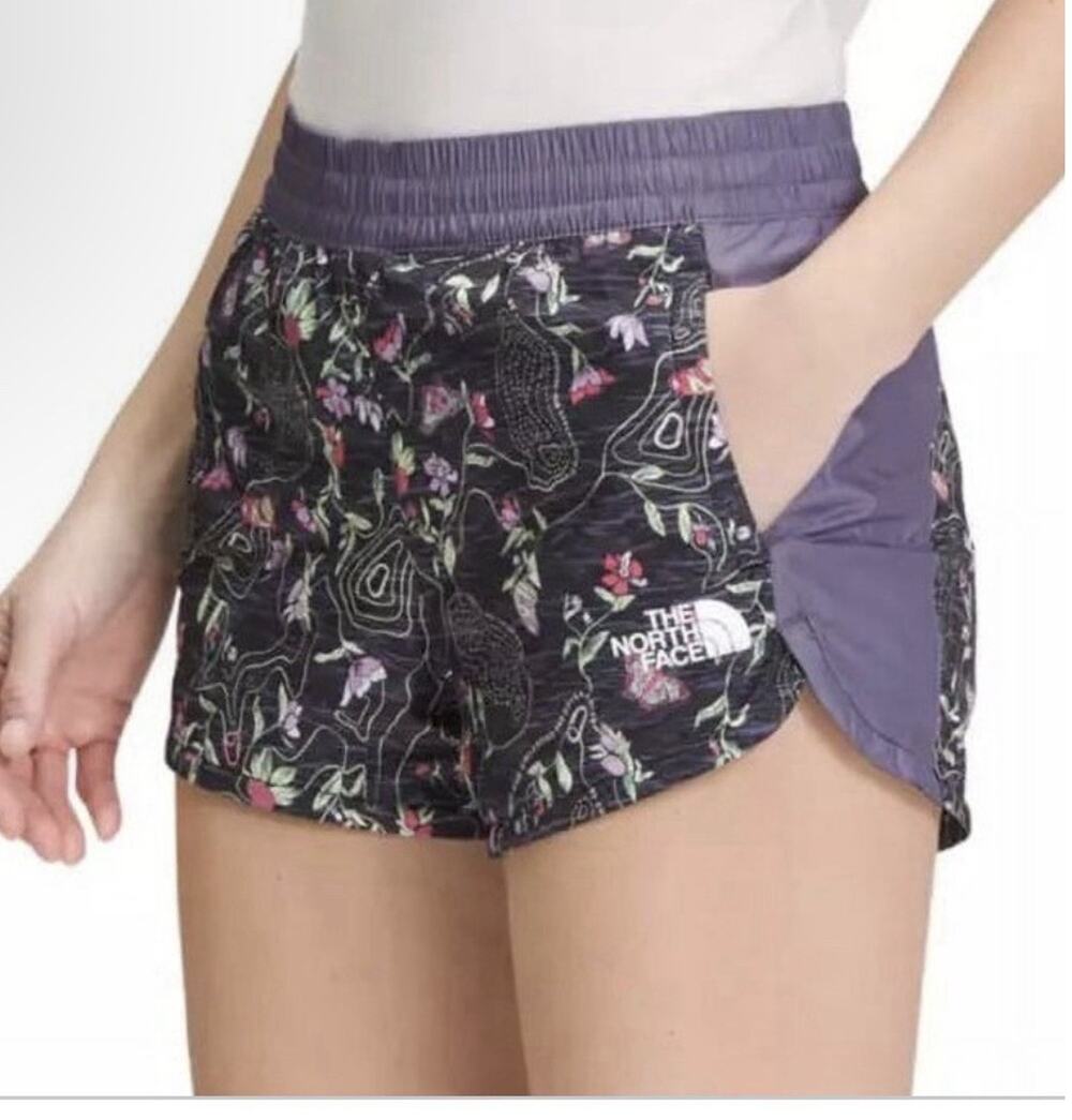 The North Face Hydrenaline Purple Flower Lined Shorts Women's Size Medium